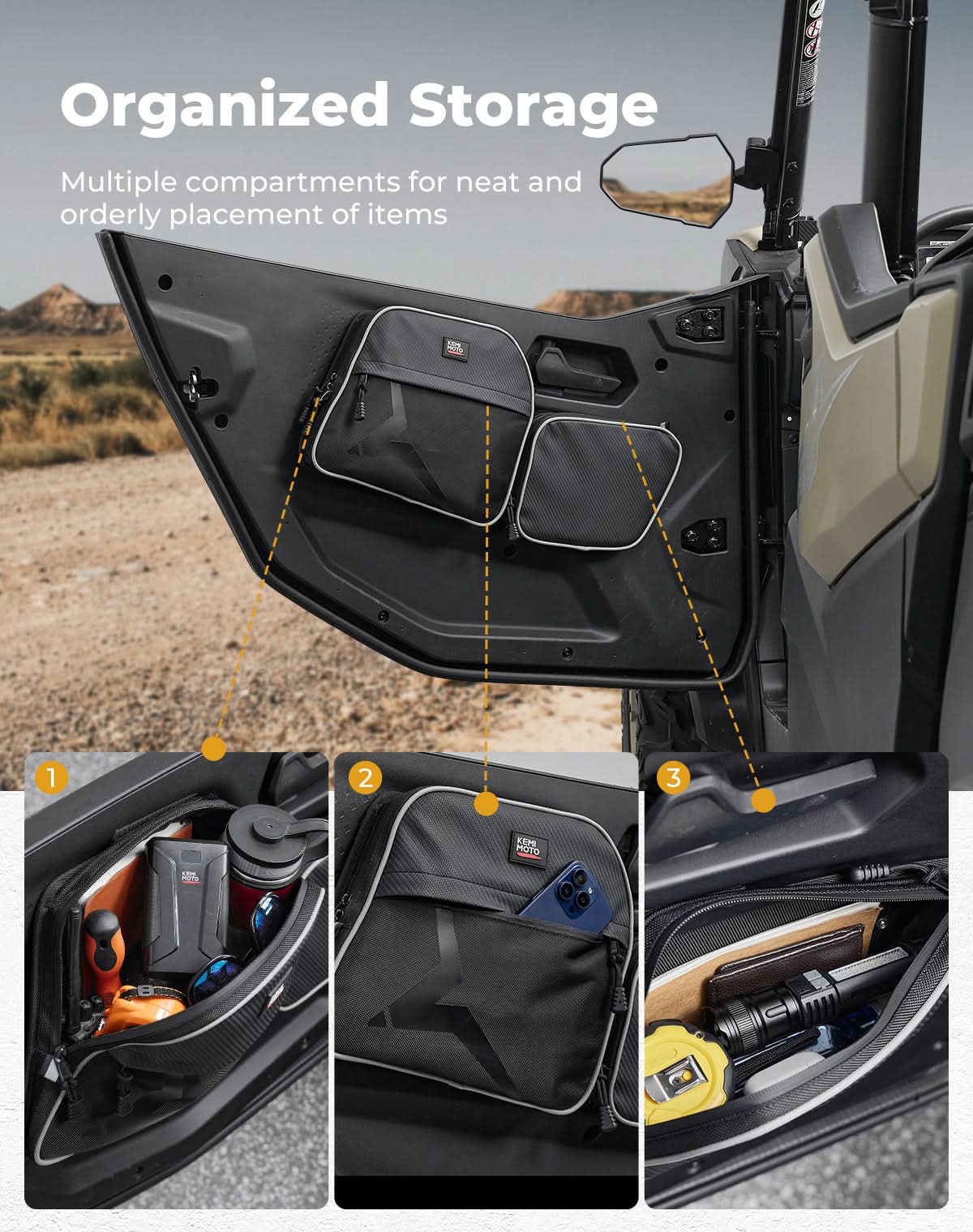 1 Pair Door Bags w/ Knee Pads for 2023+ CFMOTO ZForce 950 Sport - Image 5