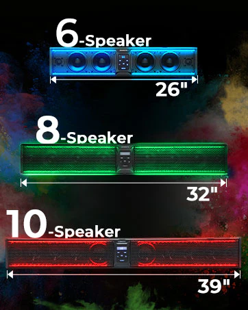 10 Speaker Aluminum RGB Sound Bar for UTV Golf Cart Marine with 1.25 in-2 in Roll Bar - Image 2