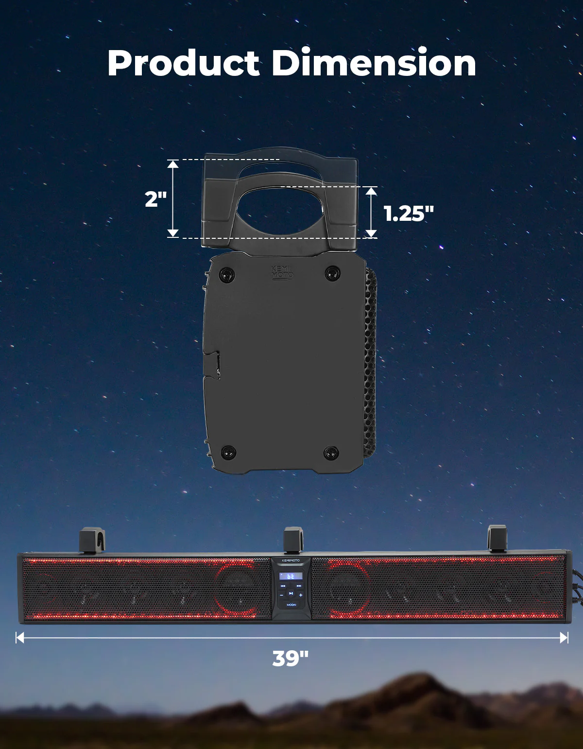 10 Speaker Aluminum RGB Sound Bar for UTV Golf Cart Marine with 1.25 in-2 in Roll Bar - Image 6