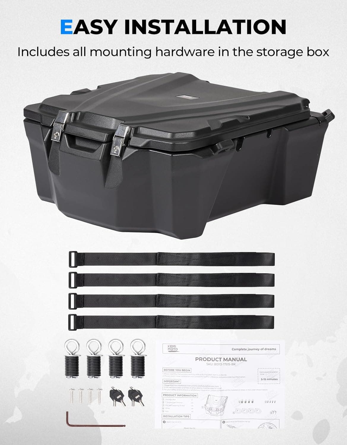 100L UTV Rear Cargo Box for Polaris RZR XP 1000 /4 (2019-2023) - Image 6