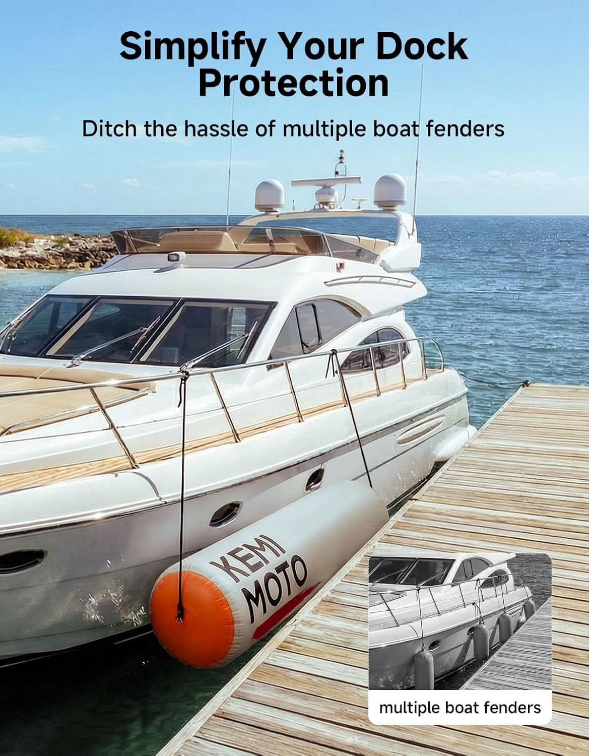 10FT Heavy Duty Boat Bumper for Docking Inflatable Fender for Pontoon, Fishing Boats, Yachts - Image 3