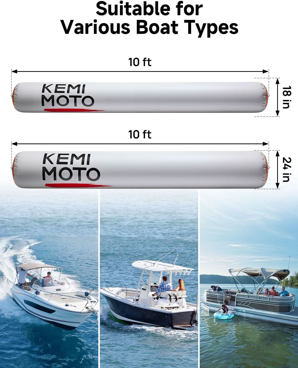 10FT Heavy Duty Boat Bumper for Docking Inflatable Fender for Pontoon, Fishing Boats, Yachts - Image 6