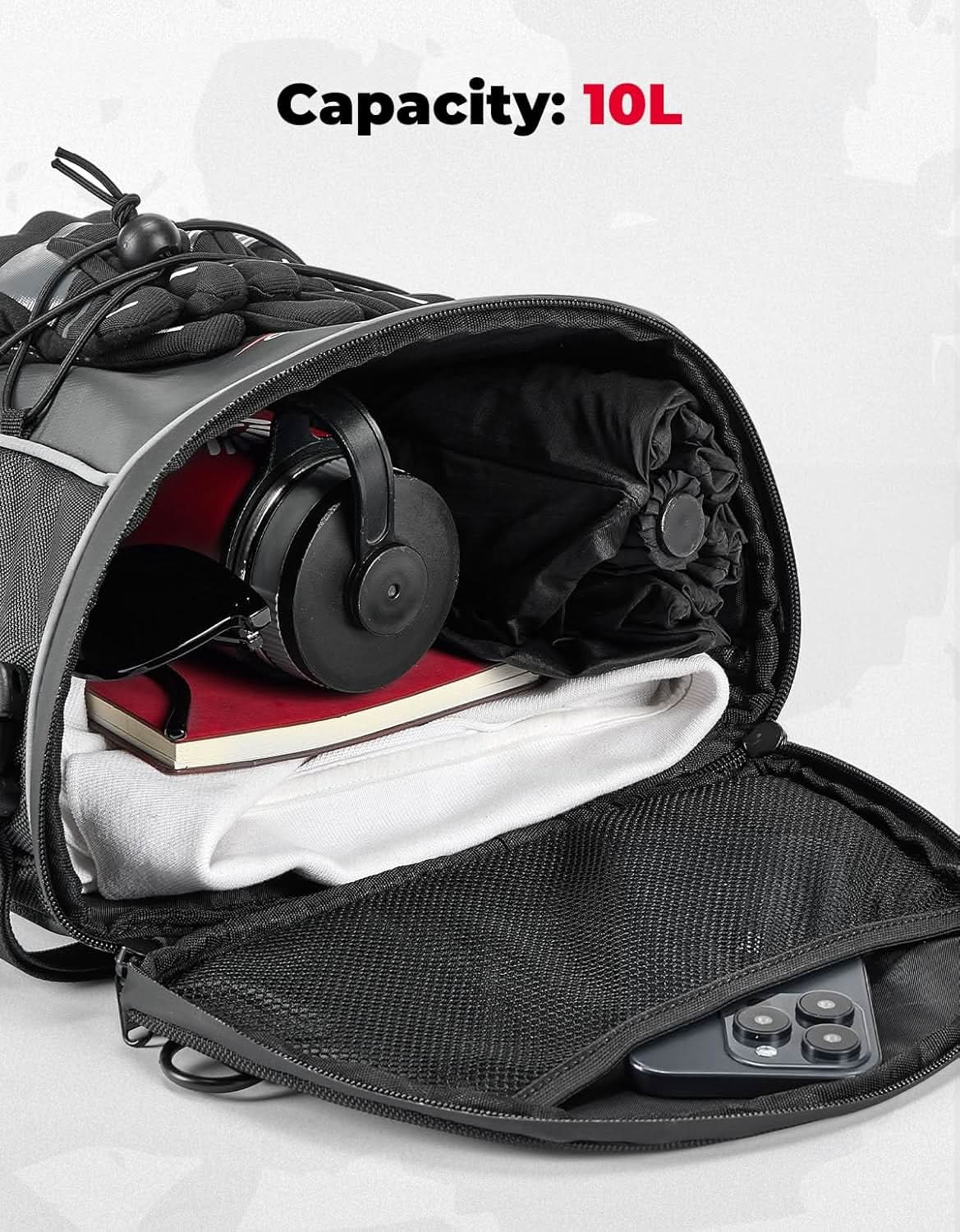10L Motorcycle Tail Bag Silver - Image 2