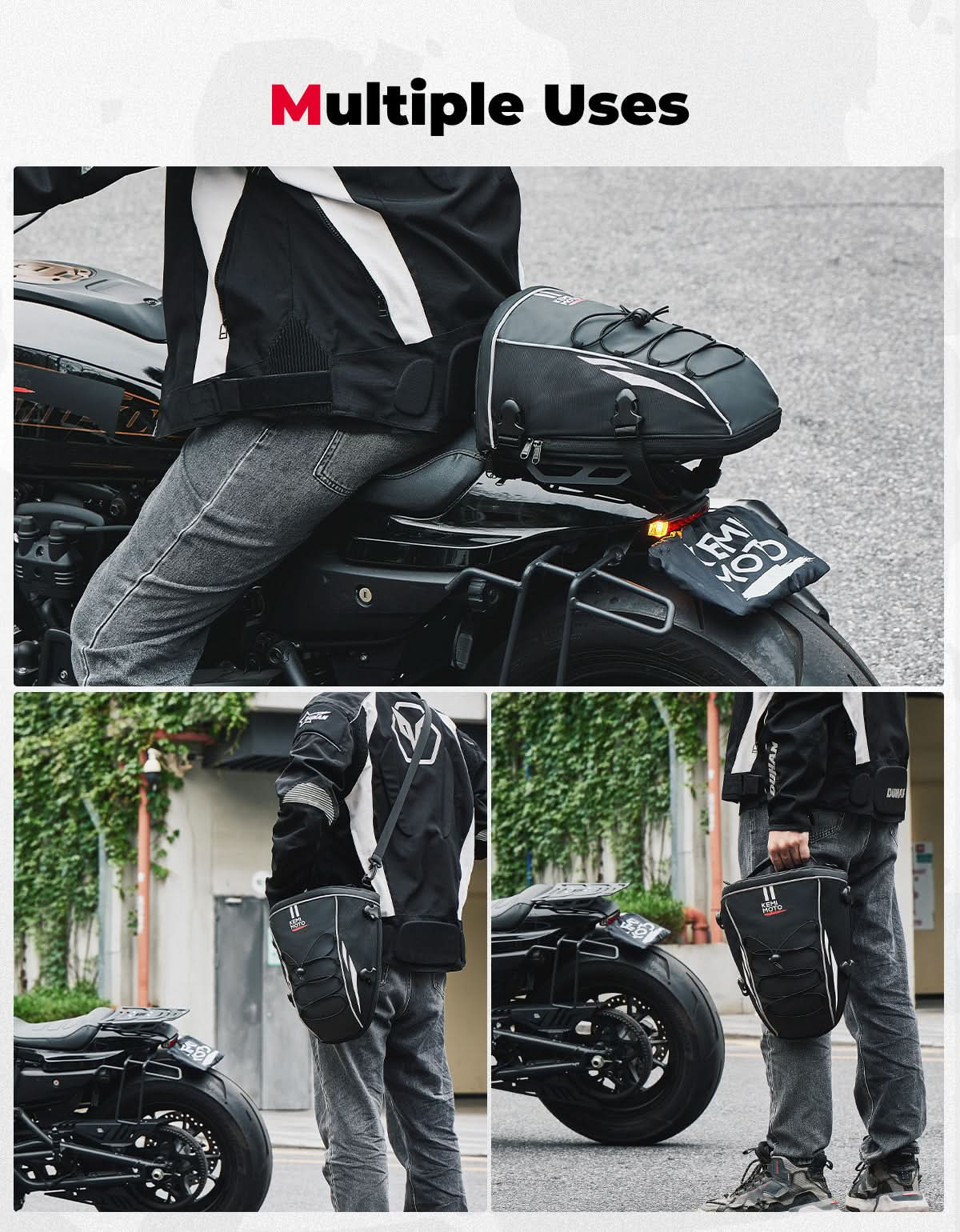 10L Motorcycle Tail Bag Silver - Image 6