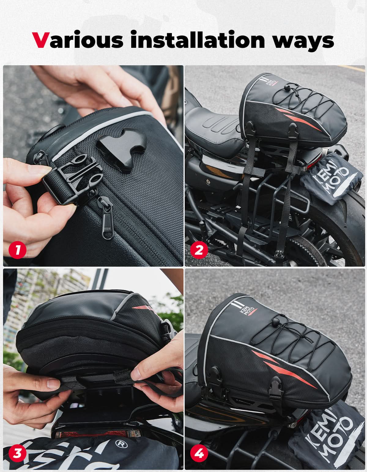 10L Motorcycle Tail Bag, Sports Motorbike Rear Rack Bag - Image 5