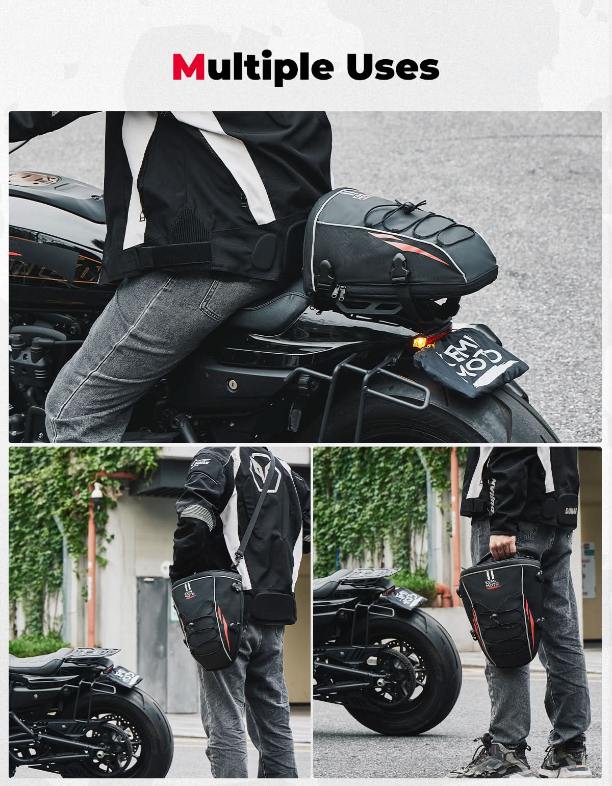 10L Motorcycle Tail Bag, Sports Motorbike Rear Rack Bag - Image 6