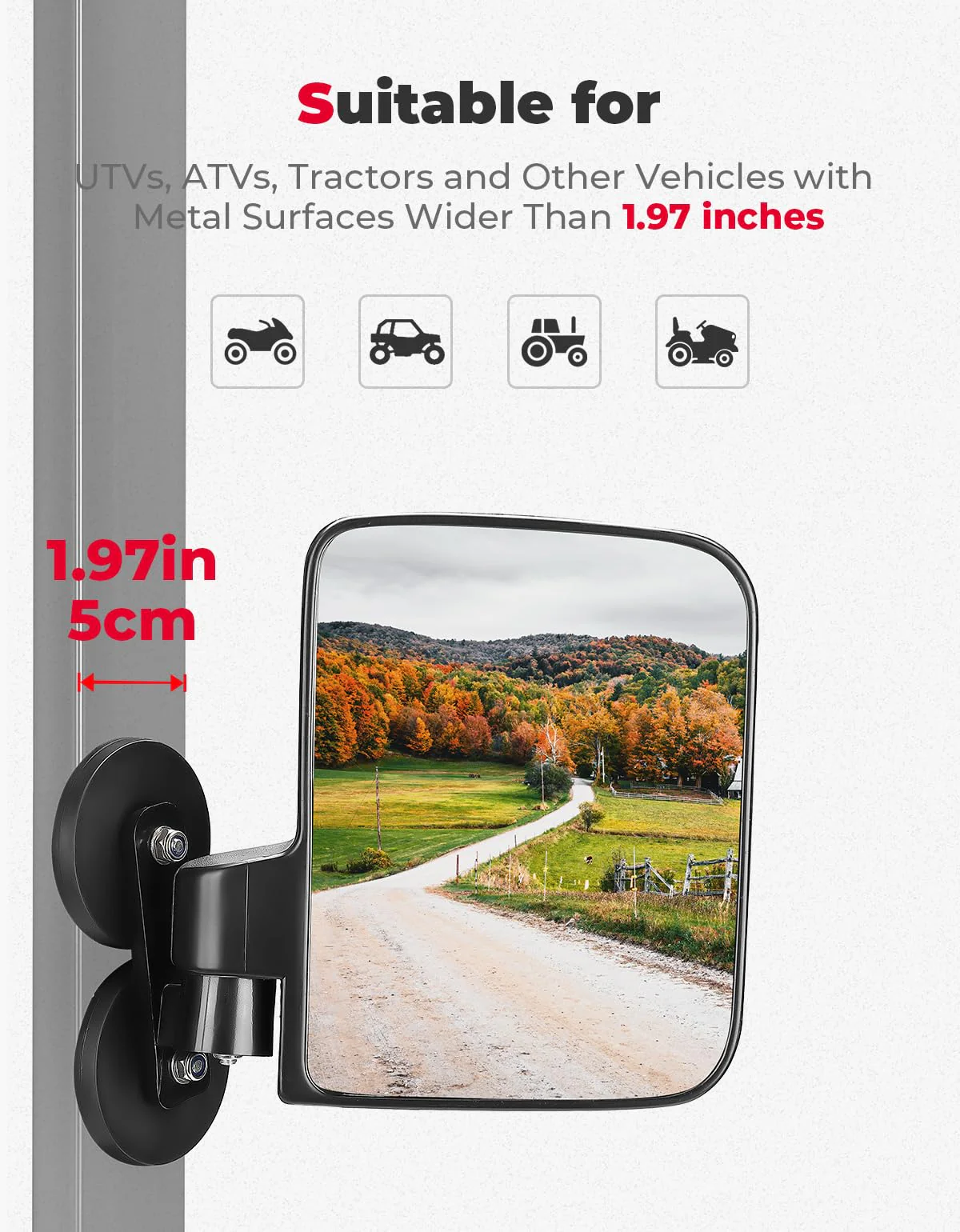 114Lbs Magnetic Side Mirrors for Tractors, Lawn Mover, UTV, ATV (1 pair) - Image 3