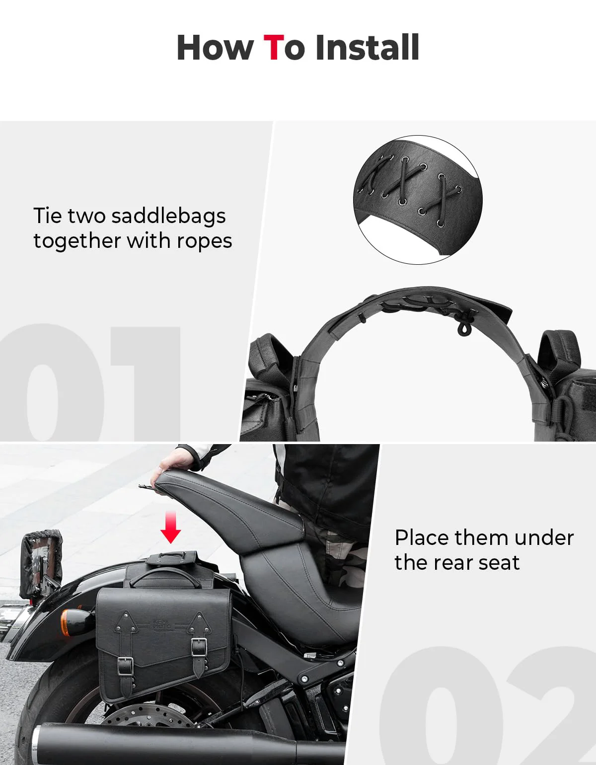 11L Leather Saddlebags for Sportster 883 1200 Softail - Image 4
