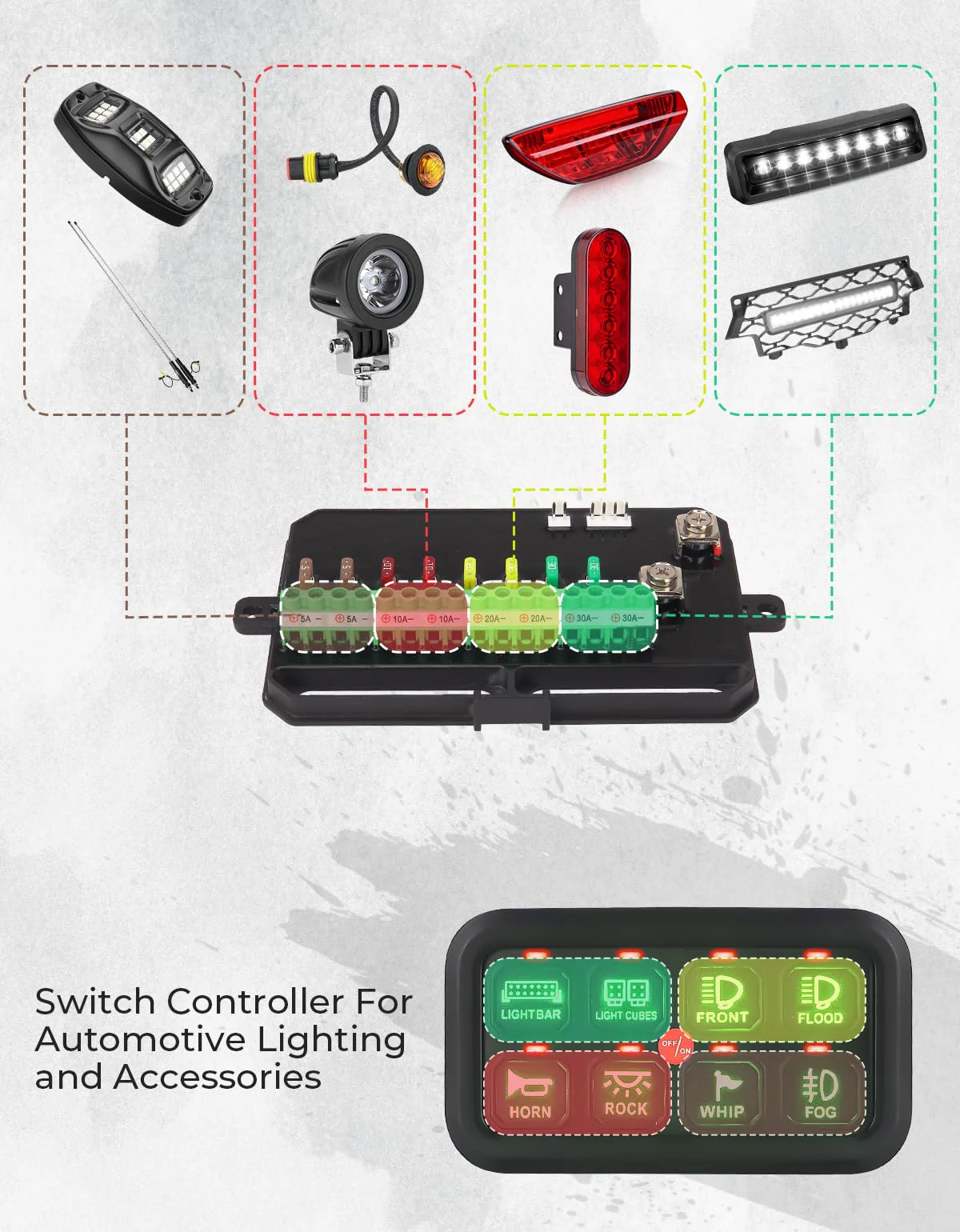12-24V 8 Gang Switch Panel for Cars, UTVs, Trucks, Wrangler & RZR X3 - Image 2