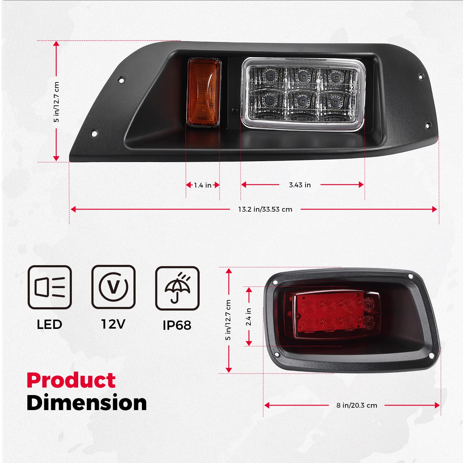 Golf Cart LED Full Light Kit with Turn Signal Switch for EZGO TXT 1996-2013 - Image 7