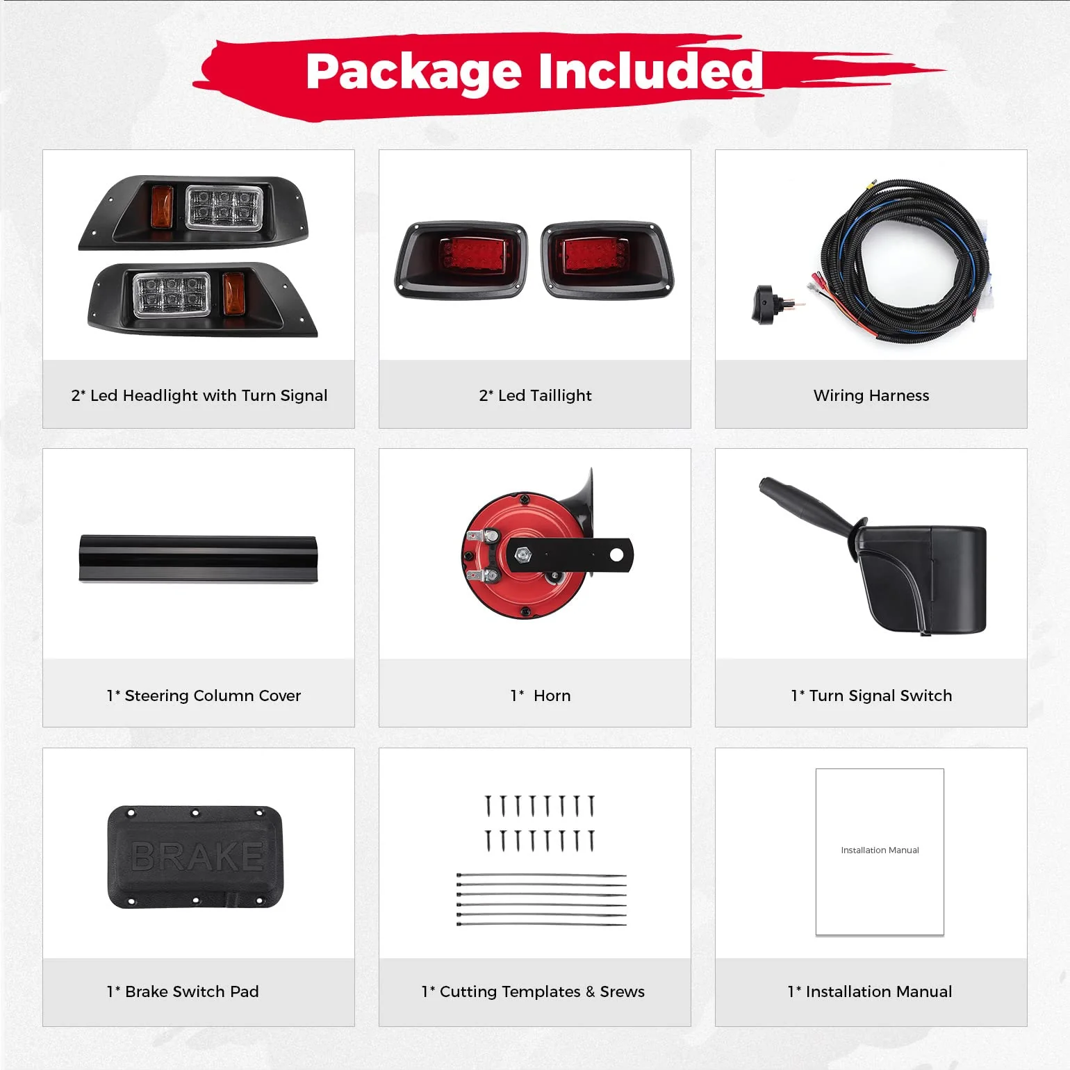 Golf Cart LED Full Light Kit with Turn Signal Switch for EZGO TXT 1996-2013 - Image 8