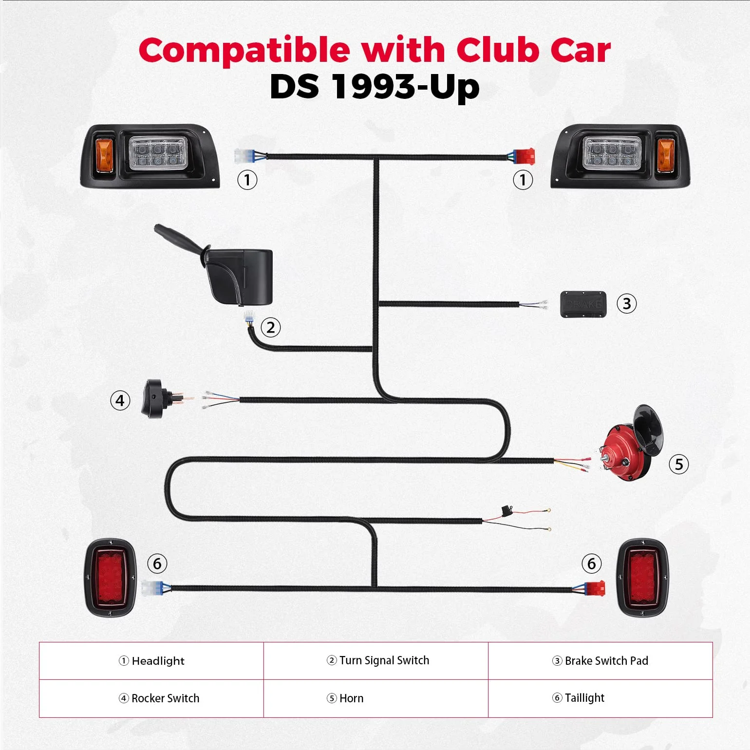 12V Street LED Light Kit For Club Car DS 1993-Up - Image 6