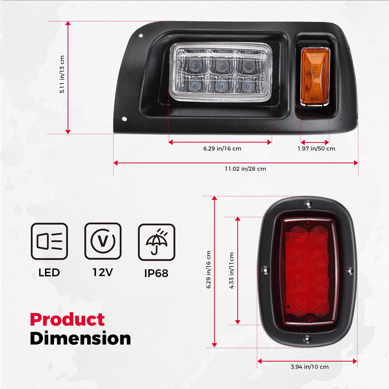 12V Street LED Light Kit For Club Car DS 1993-Up - Image 7