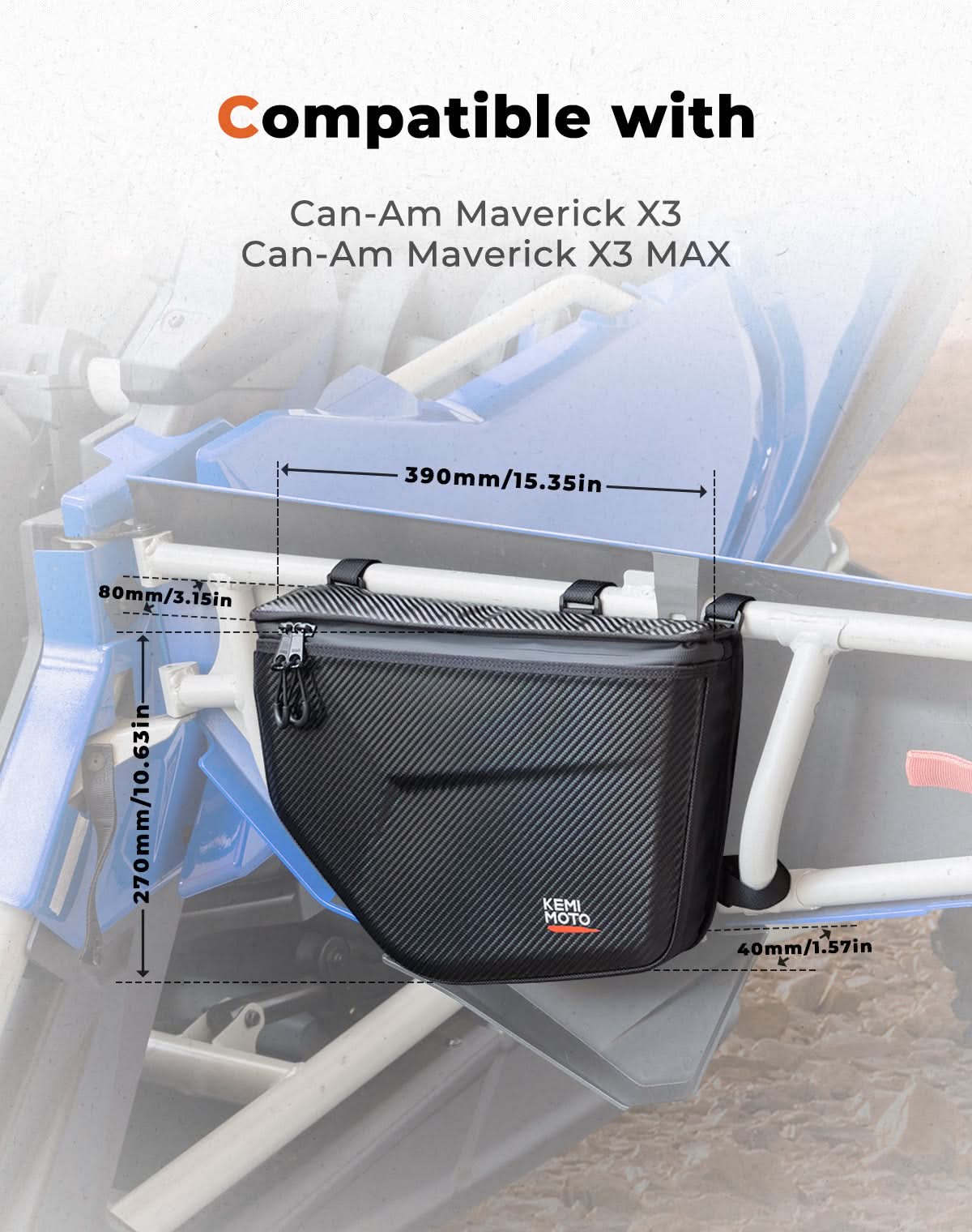 1680D Storage Door Bags Semi-Rigid for Can-Am Maverick X3 - Image 6