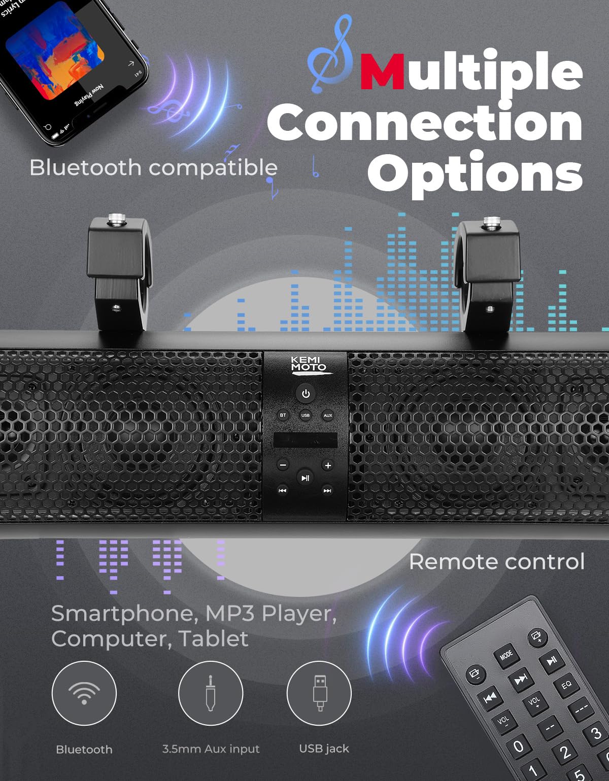18" RGB Bluetooth Sound Bar for Boats - Image 3