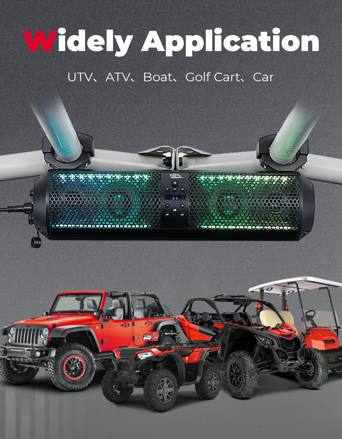 18" RGB Bluetooth Sound Bar for Golf Carts - Image 7