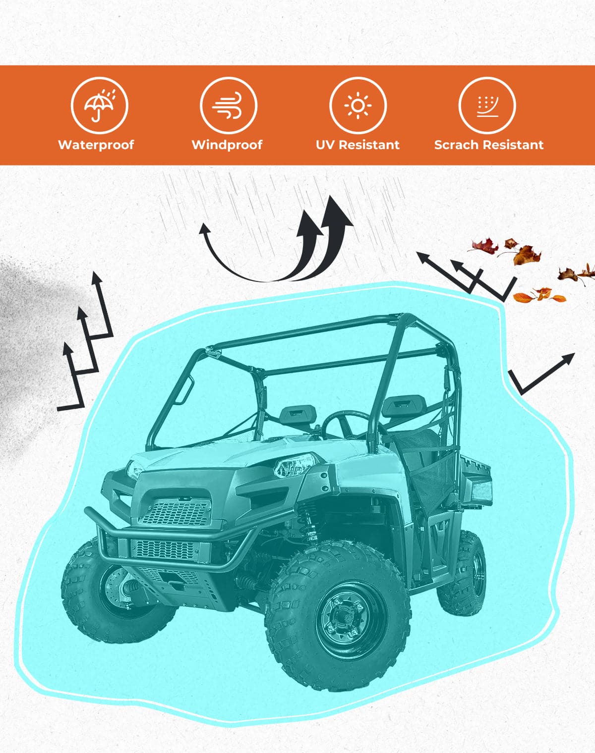 2-3 Seater UTV Cover for Ranger 570/500, ZForce 800 - Image 7