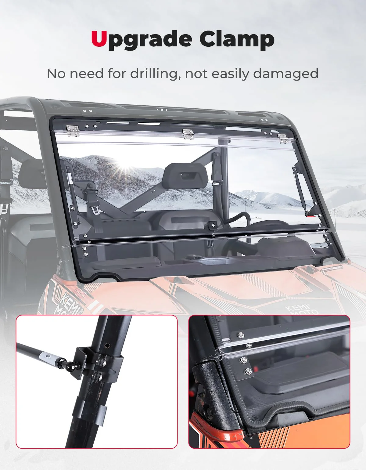 2-IN-1 Flip Windshield for Polaris Ranger XP 900/1000/ Crew 2014-2026 - Image 6