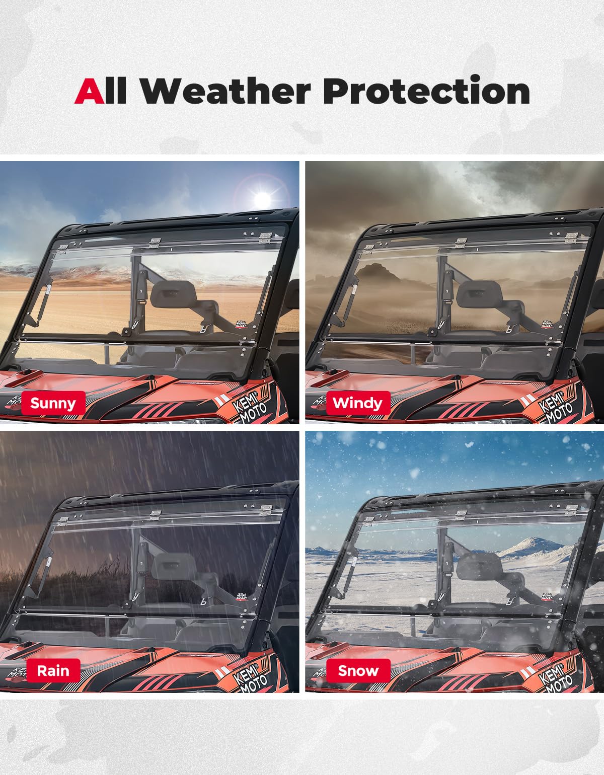 2-IN-1 Flip Windshield for Polaris Ranger XP 900/1000/ Crew 2014-2026 - Image 7