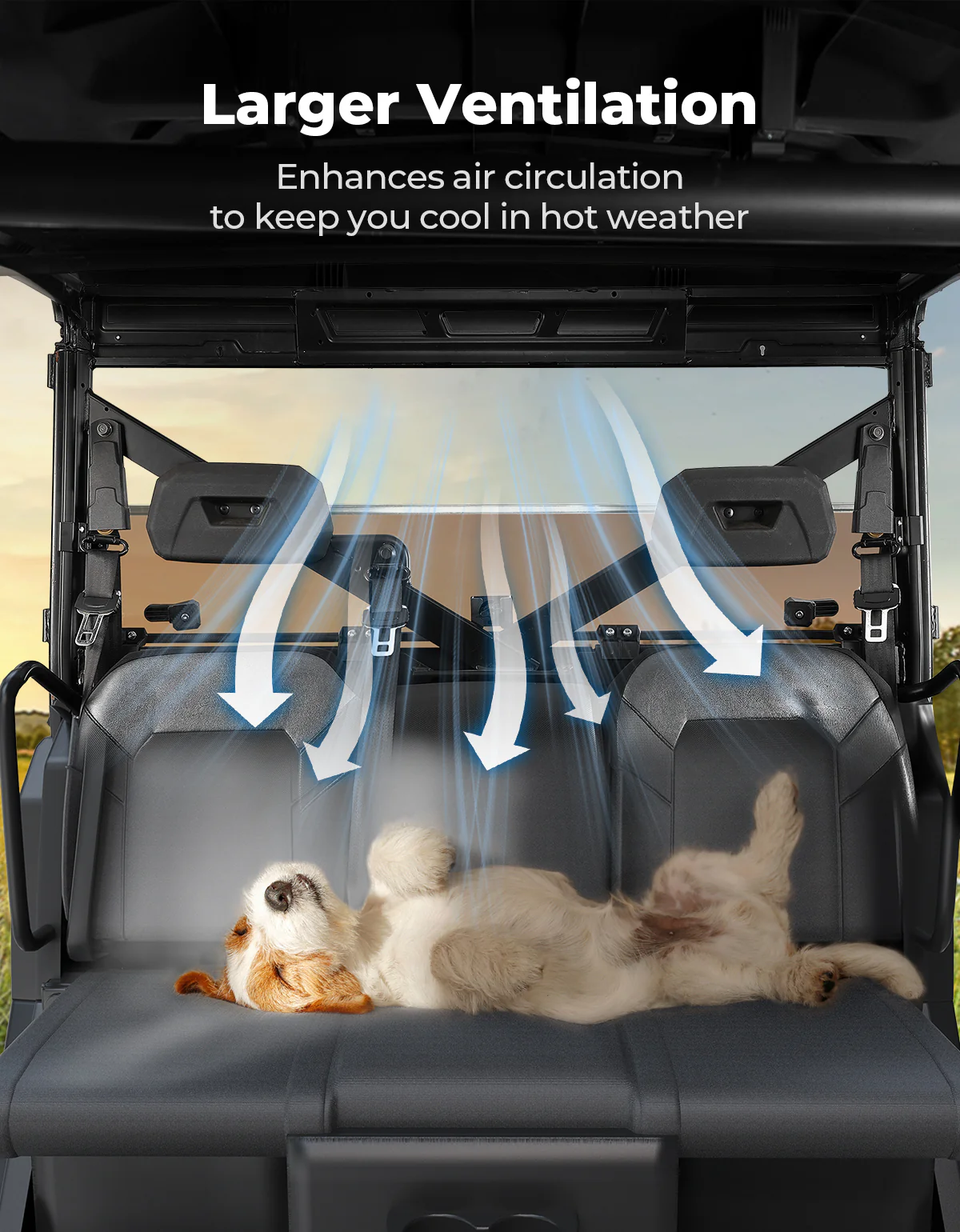 2-IN-1 Foldable Vented Rear Window for Polaris Ranger XP 1000/Crew 2017-2026 - Image 4