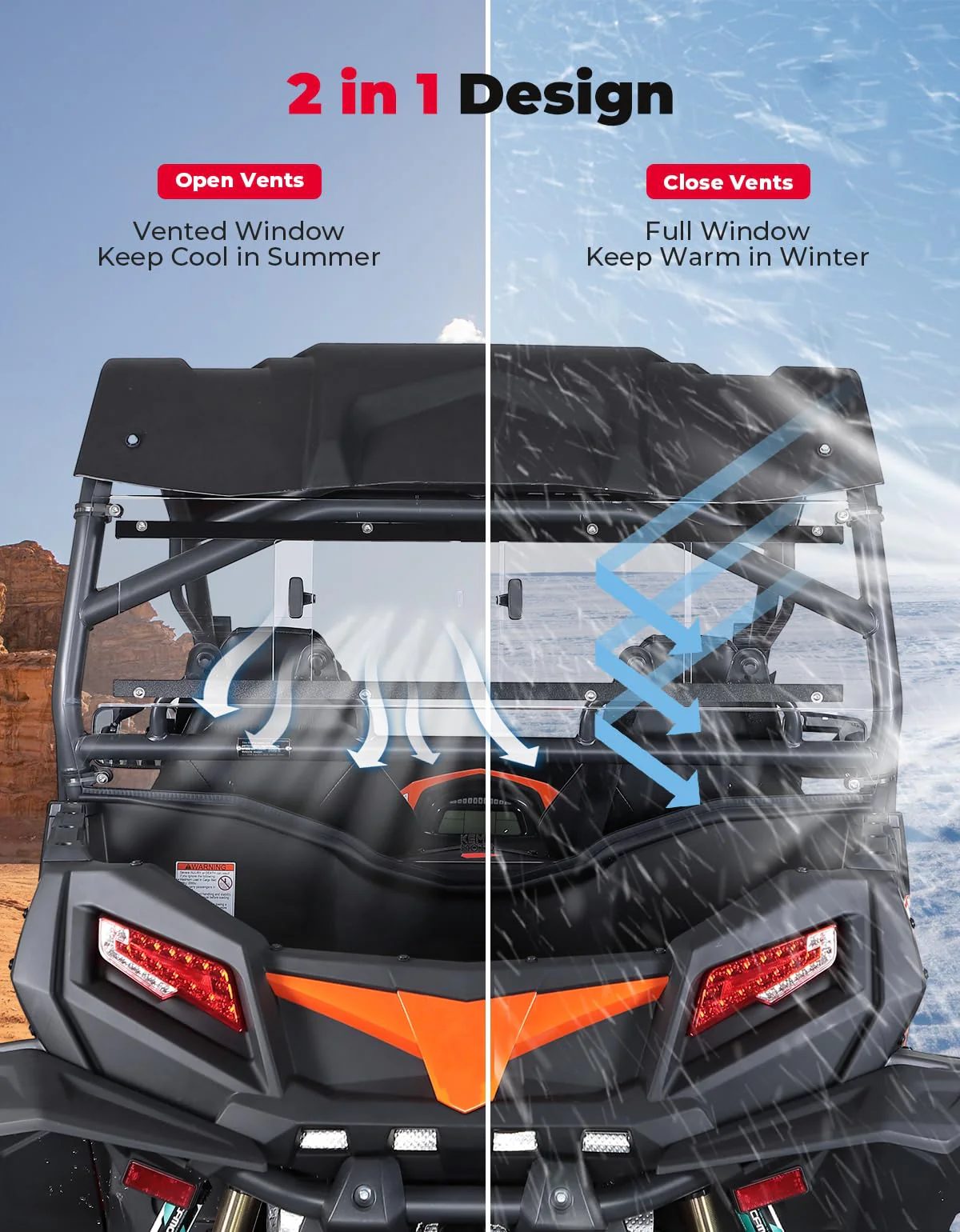 2-IN-1 Rear Windshield for CFMOTO ZForce 500 | 800 | 1000 - Image 2