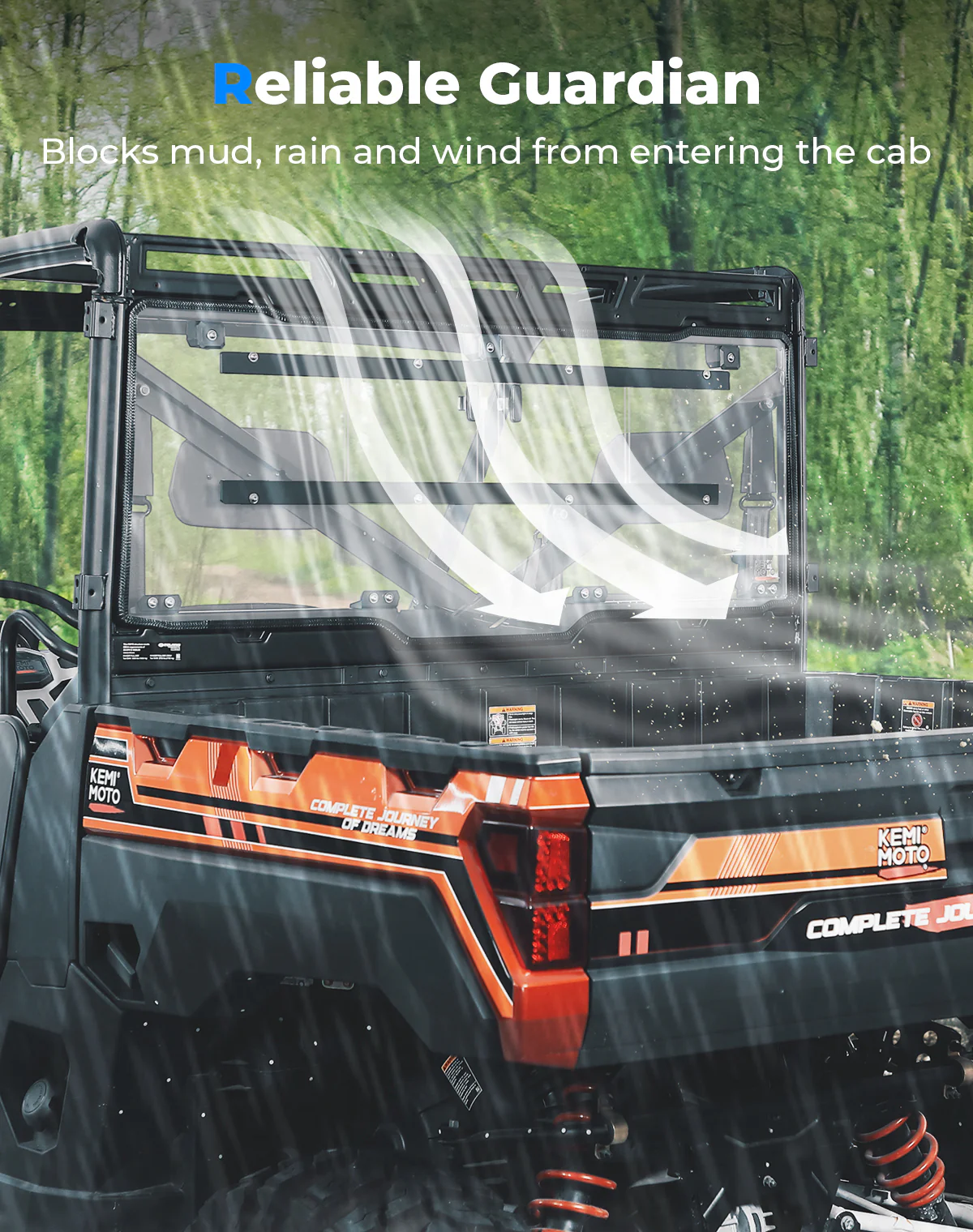 2-in-1 Sliding Rear Window for Polaris Ranger XP 1000/ Ranger 1000 2017-2026 - Image 3