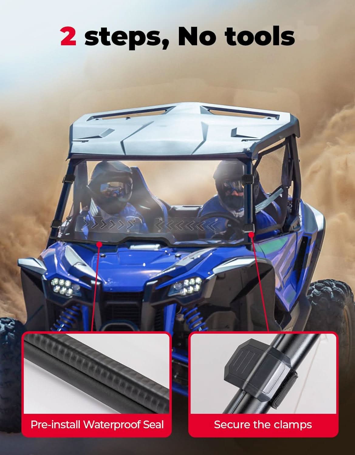 2-IN-1 UTV Front Windshield with Vents for Talon 1000X/1000R - Image 6
