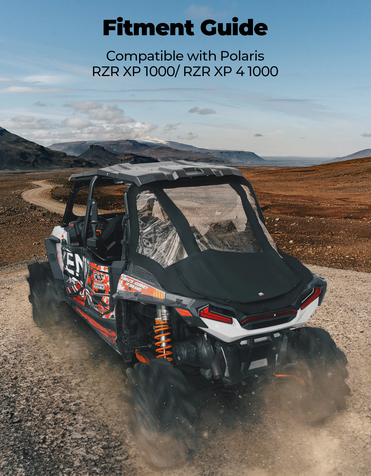 2 in 1 UTV Rear Soft Windshield with Cargo Bed Cover for Polaris RZR XP 1000/4 2014-2023 - Image 5