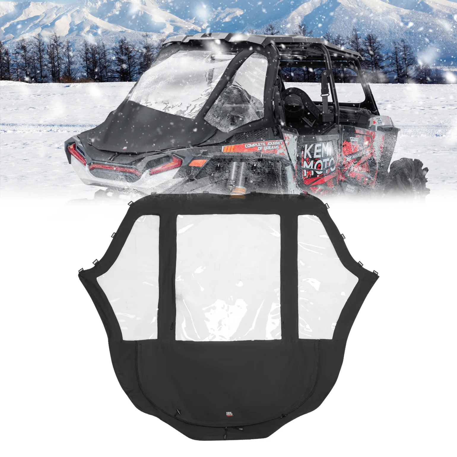 2 in 1 UTV Rear Soft Windshield with Cargo Bed Cover for Polaris RZR XP 1000/4 2014-2023 - Image 6