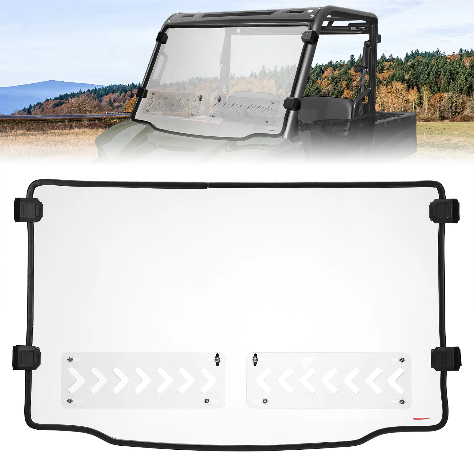 2-in-1 Vented Front Windshield for Polaris Ranger Midsize 570 500 2015-2022 - Image 8
