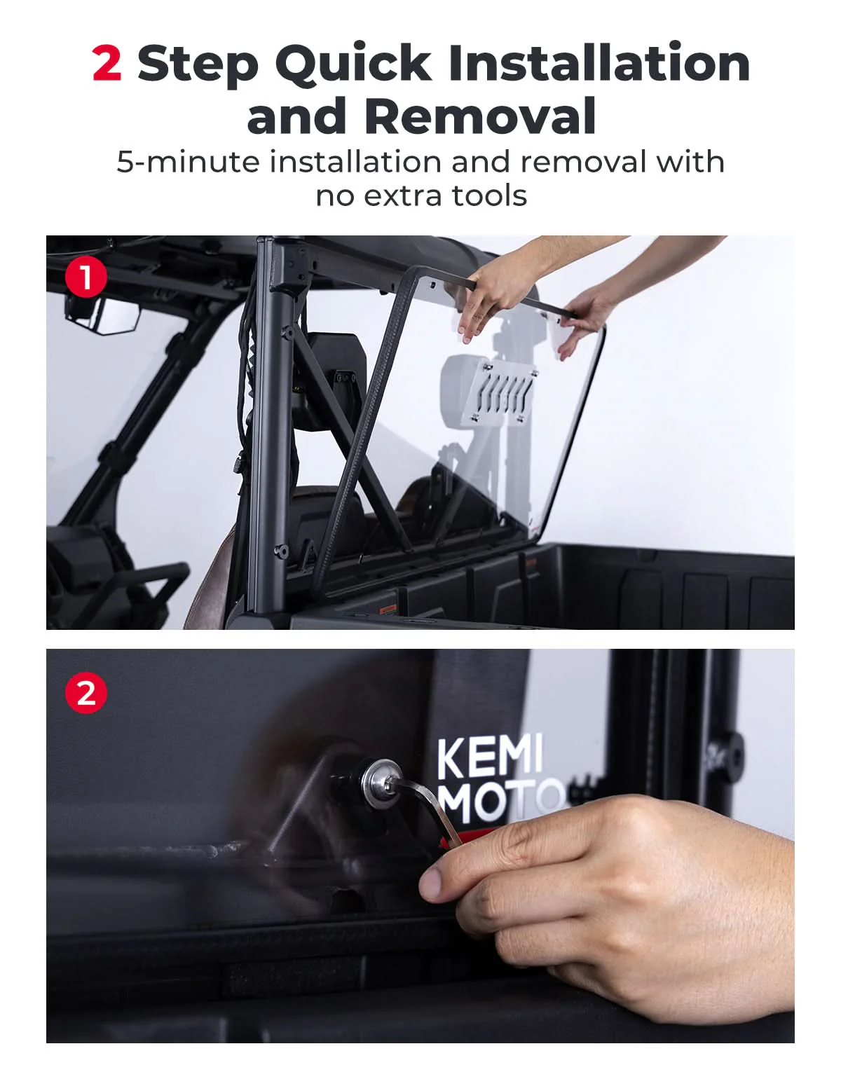 2-in-1 Vented Rear Windshield for CFMOTO UFORCE U10 Pro|XL - Image 4