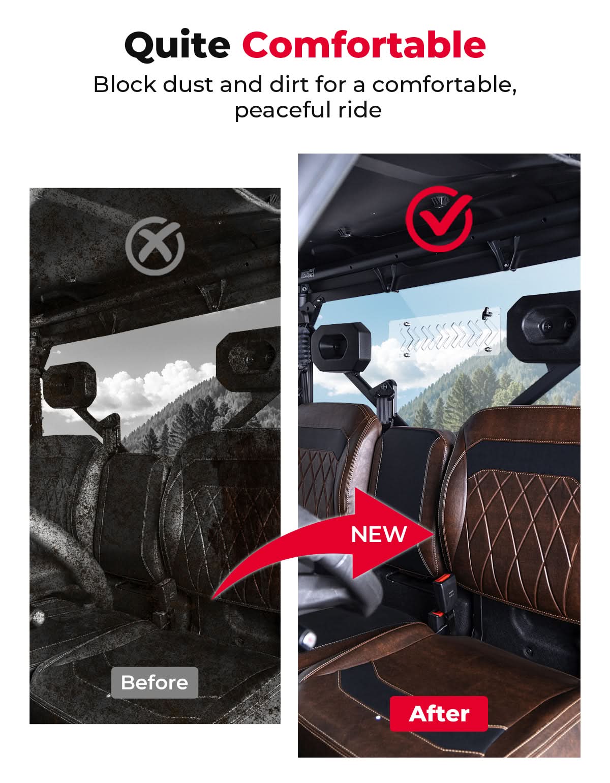 2-in-1 Vented Rear Windshield for CFMOTO UFORCE U10 Pro|XL - Image 7