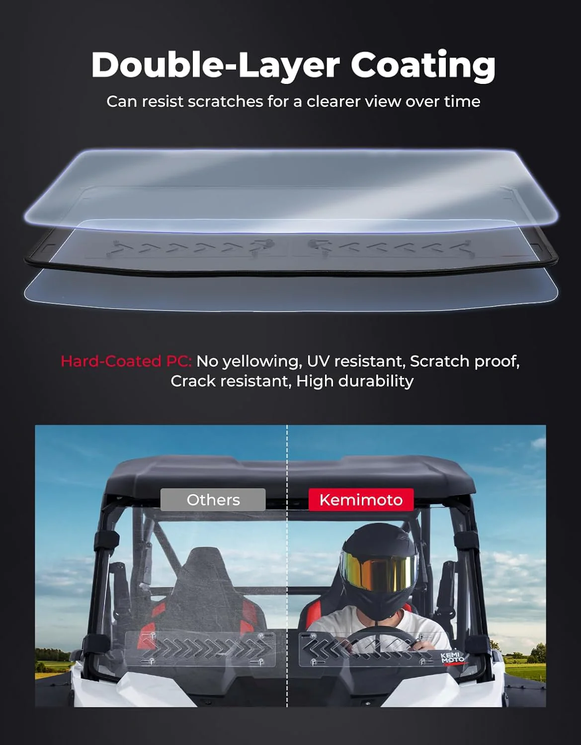 2-IN-1 Vented Windshield Pre-Installed Rubber Strip for 2024-2026 Polaris RZR XP 1000 / RZR XP 4 1000 - Image 4
