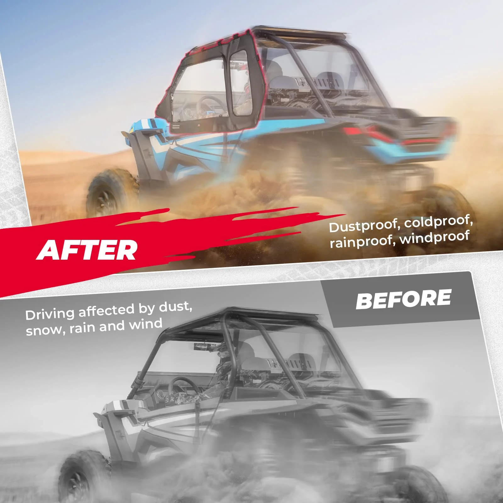 2 Soft Upper Doors & Side Mirrors for Polaris RZR XP 1000/Turbo - Image 5