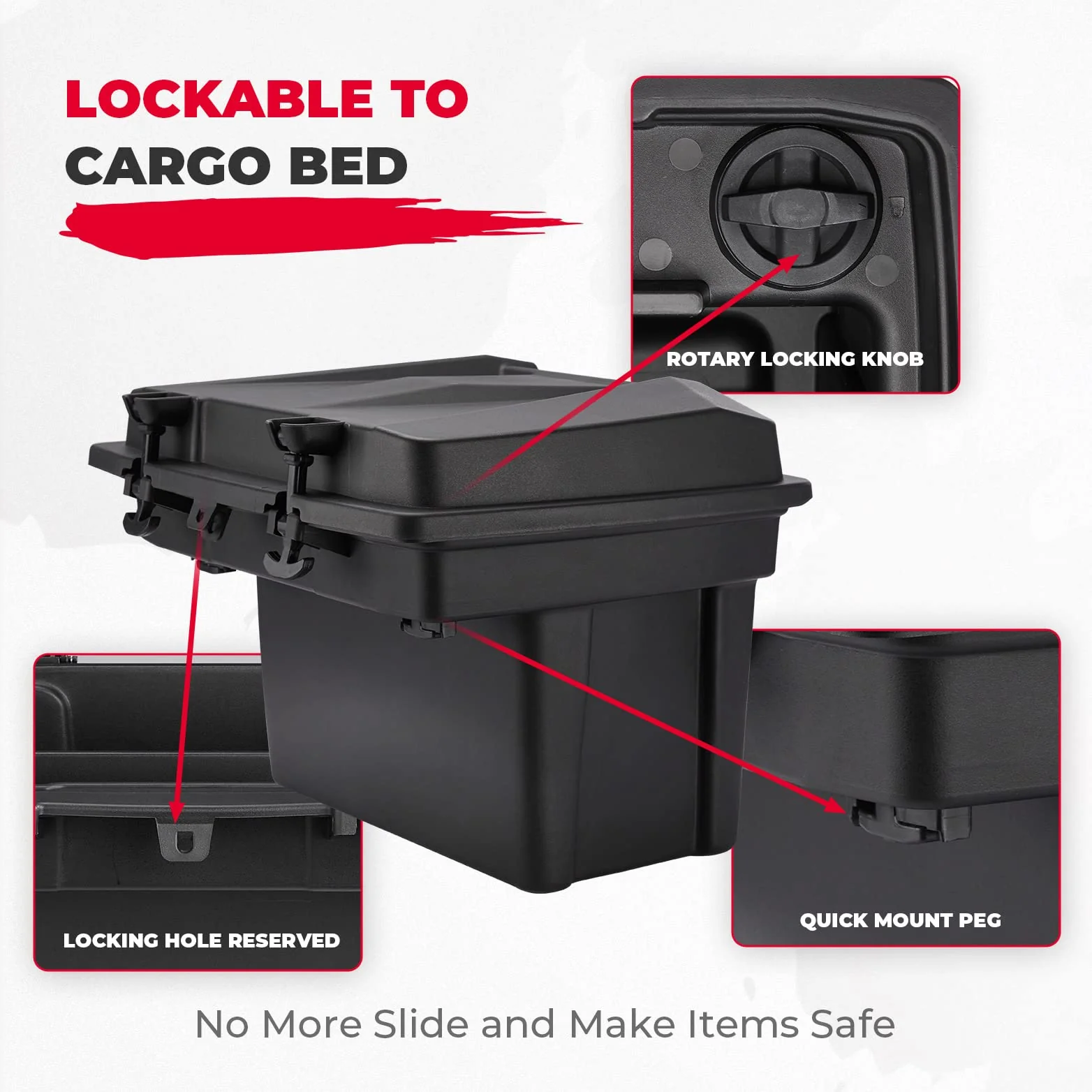 20L Cargo Storage Box & Center Underseat Storage Bin for Can Am Defender - Image 5