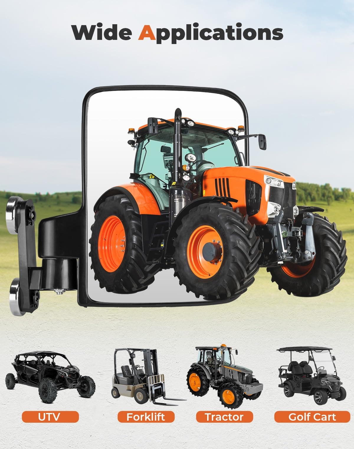 Magnetic Side Mirrors for UTV Golf Cart Tractor Forklifts - Image 6