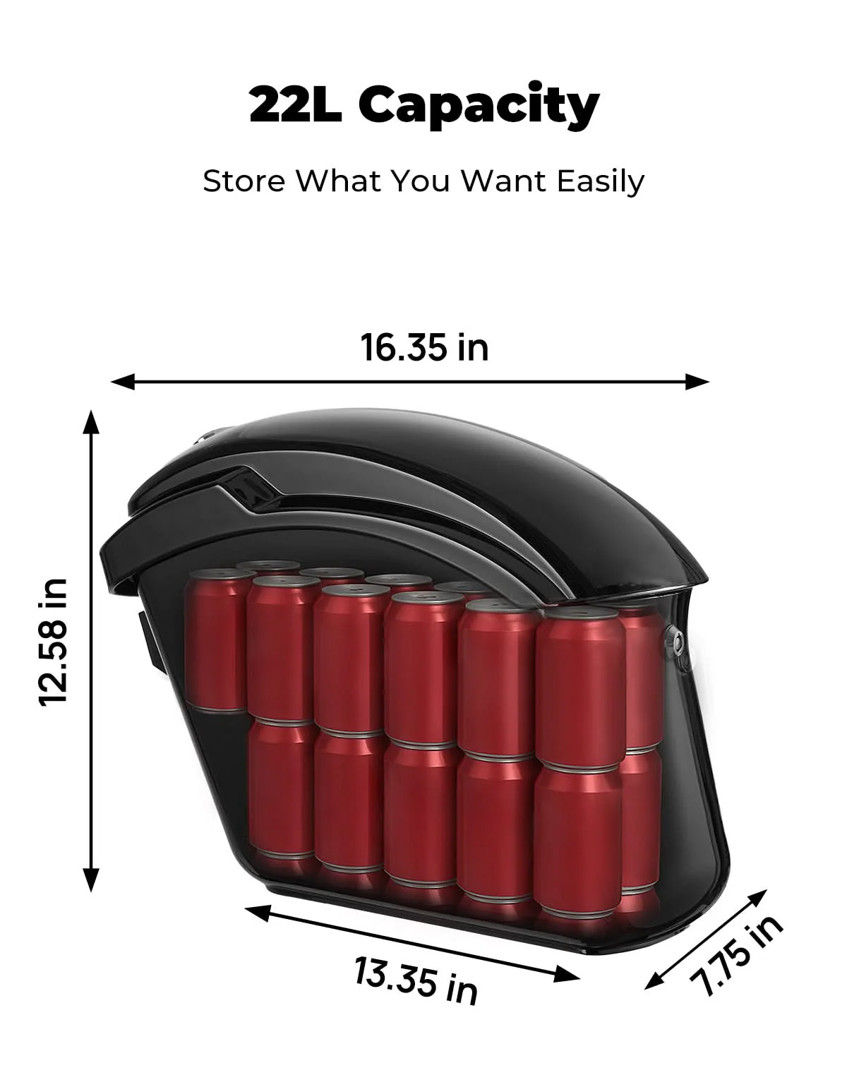 22L Hard Saddlebags with Lock, Waterproof for Cruiser & Dyna - Image 3