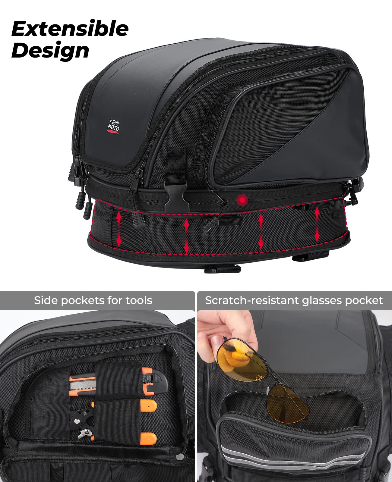 Motorcycle Tail Bag Expandable Sissy bar Bag 22L for Sportster Softail Dyna Touring - Image 7