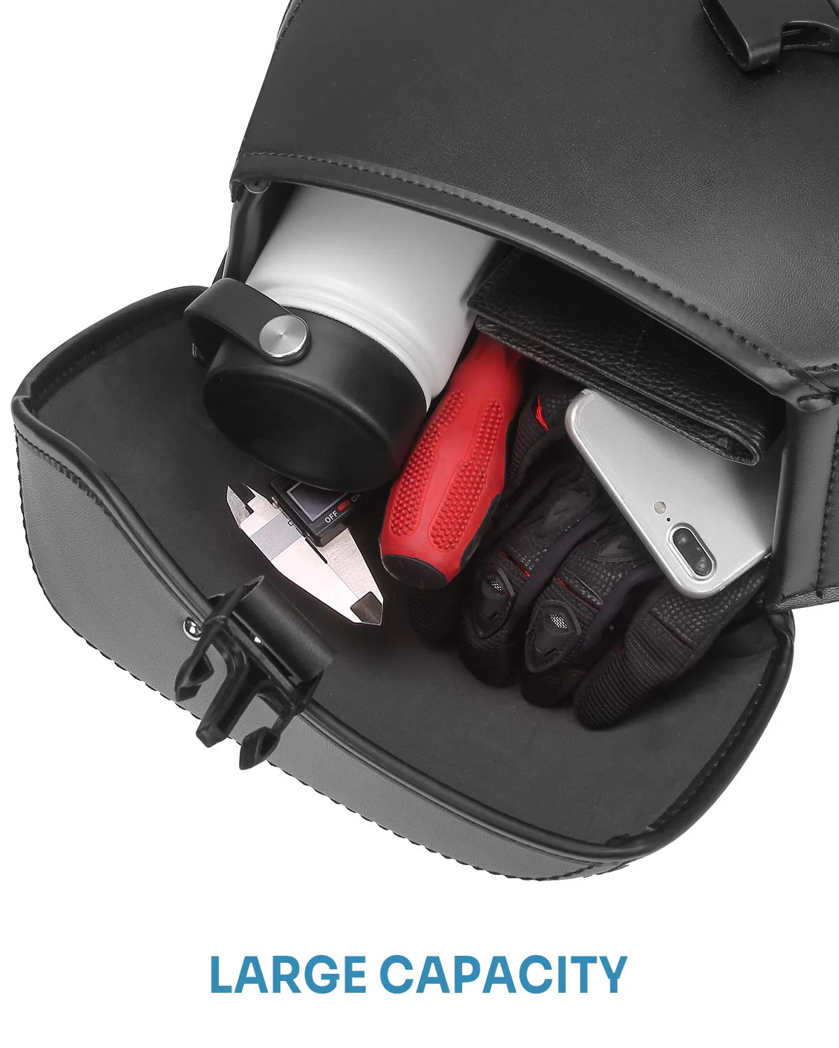 24L PU Leather Motorcycle Saddlebags - Image 3