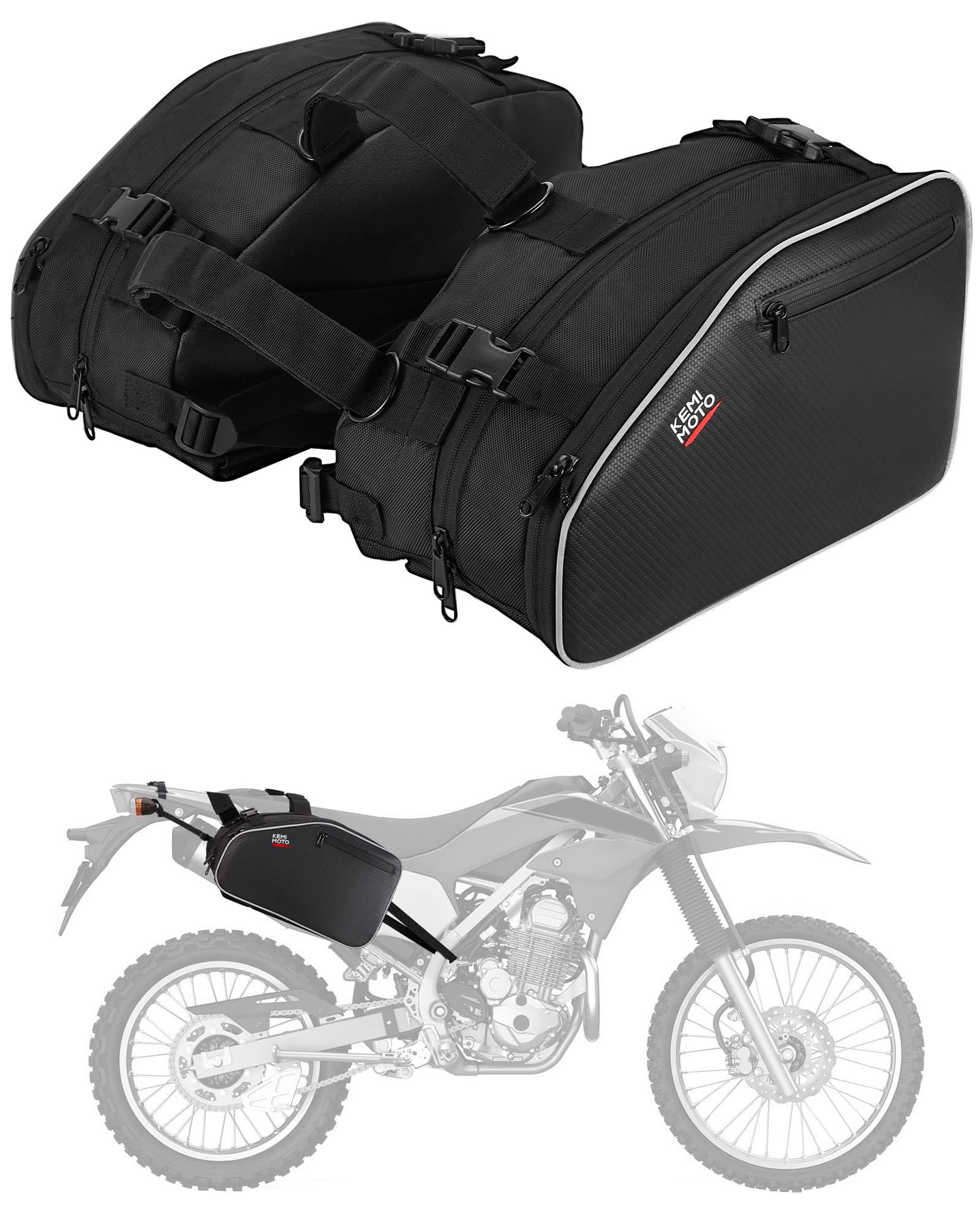 24L Large Capacity Storage Saddlebags with Rain Covers