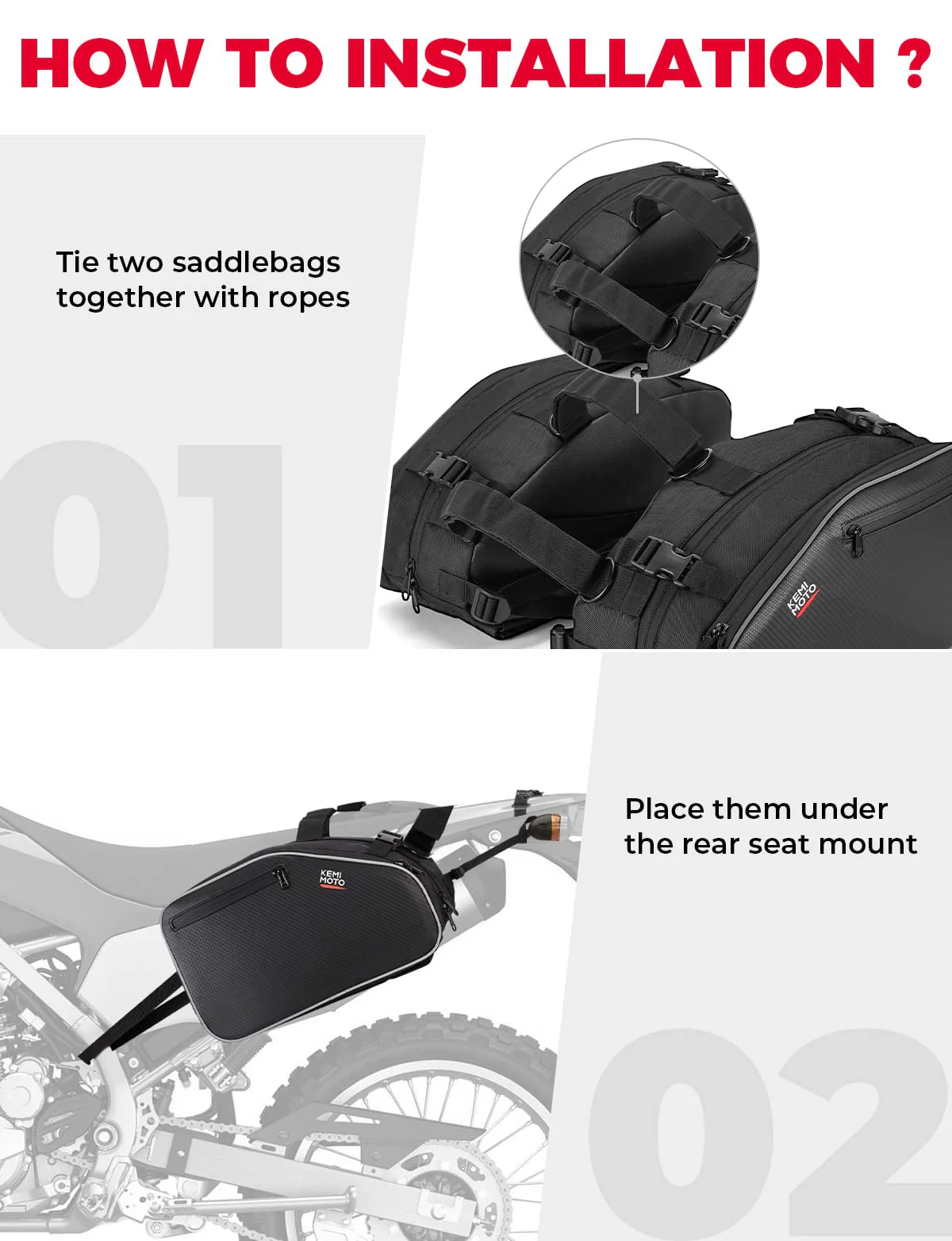 24L Large Capacity Storage Saddlebags with Rain Covers - Image 4
