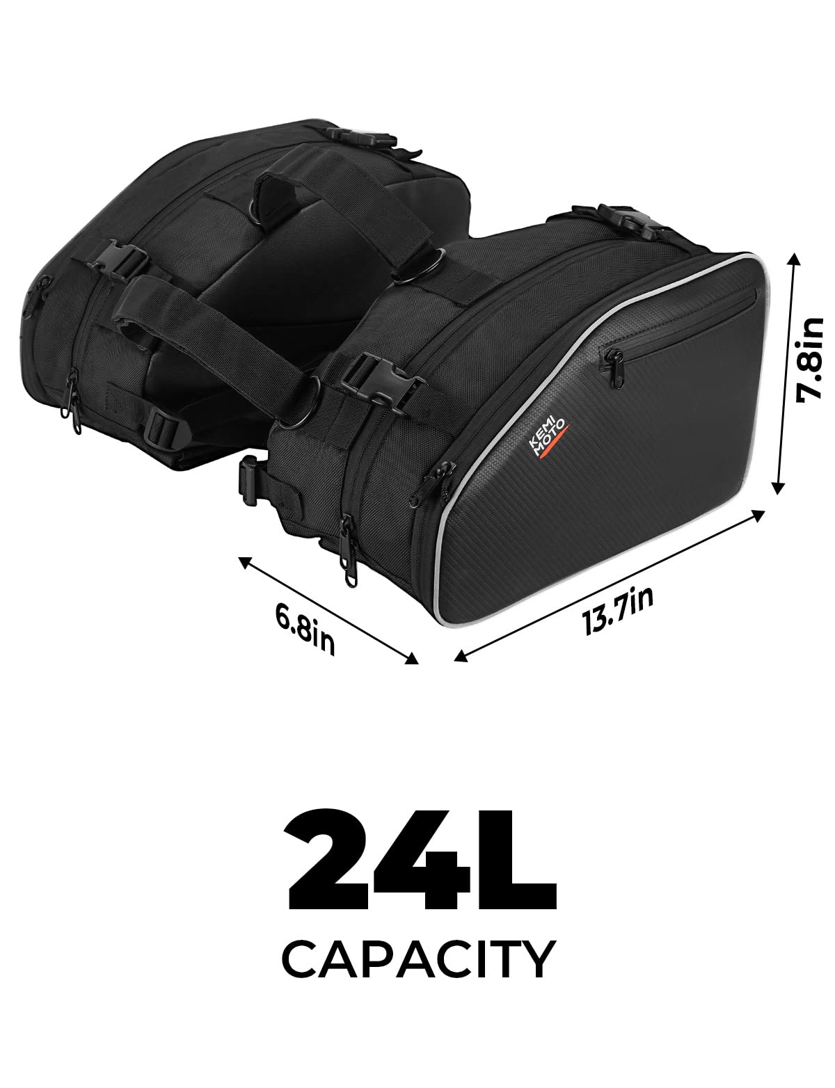 24L Large Capacity Storage Saddlebags with Rain Covers - Image 5