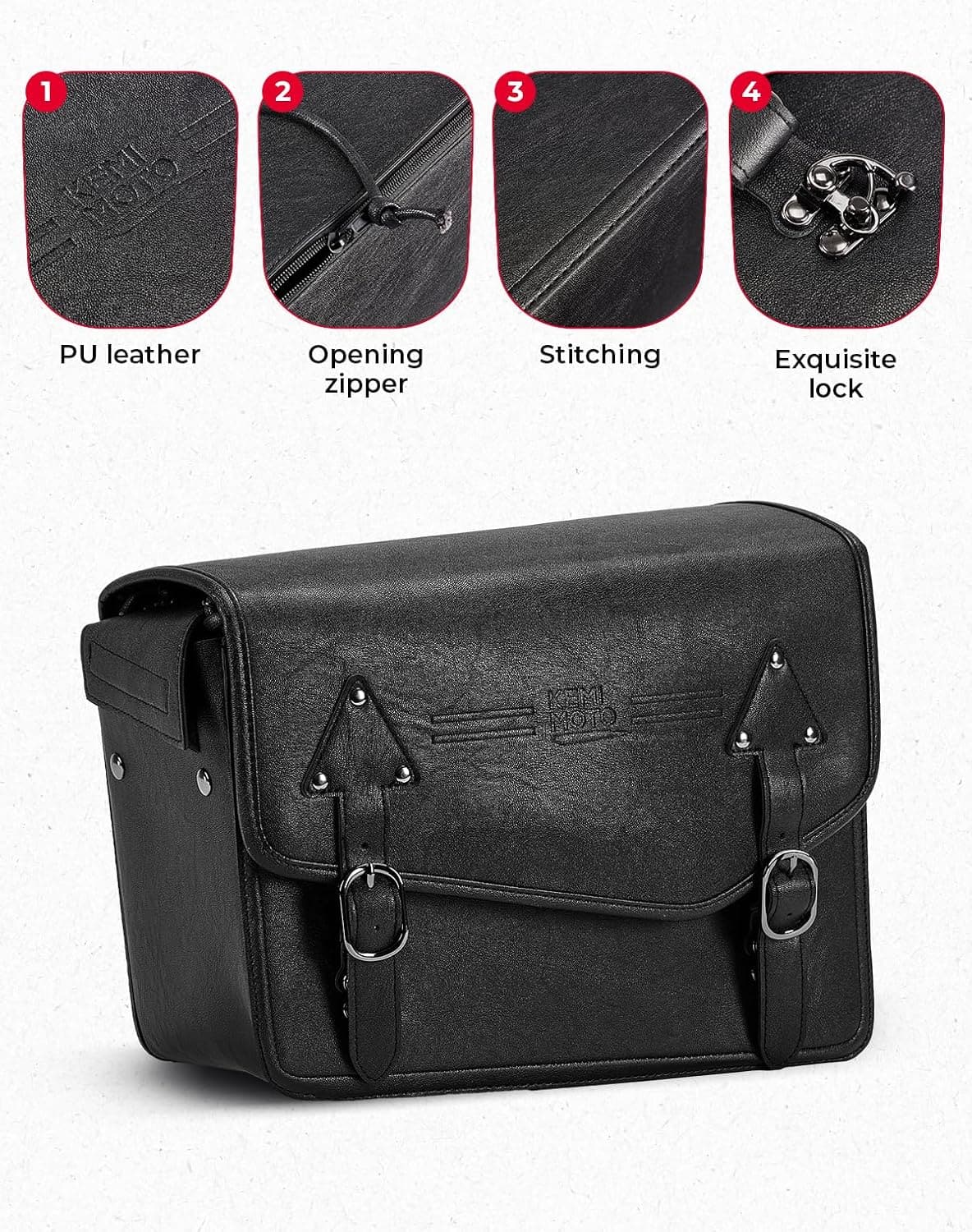 24L Saddlebags PU Leather Side Bags for Sportster Softail Dyna - Image 4