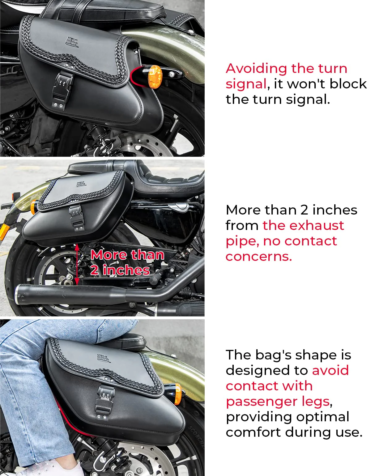28L Synthetic Leather Saddlebags with Lock for Sportster 883 Softail Dyna - Image 2