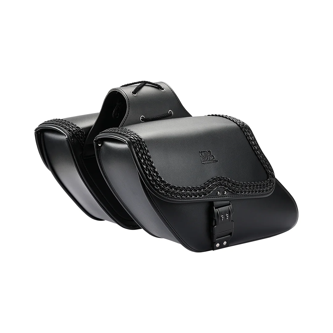 28L Synthetic Leather Saddlebags with Lock for Sportster 883 Softail Dyna - Image 9
