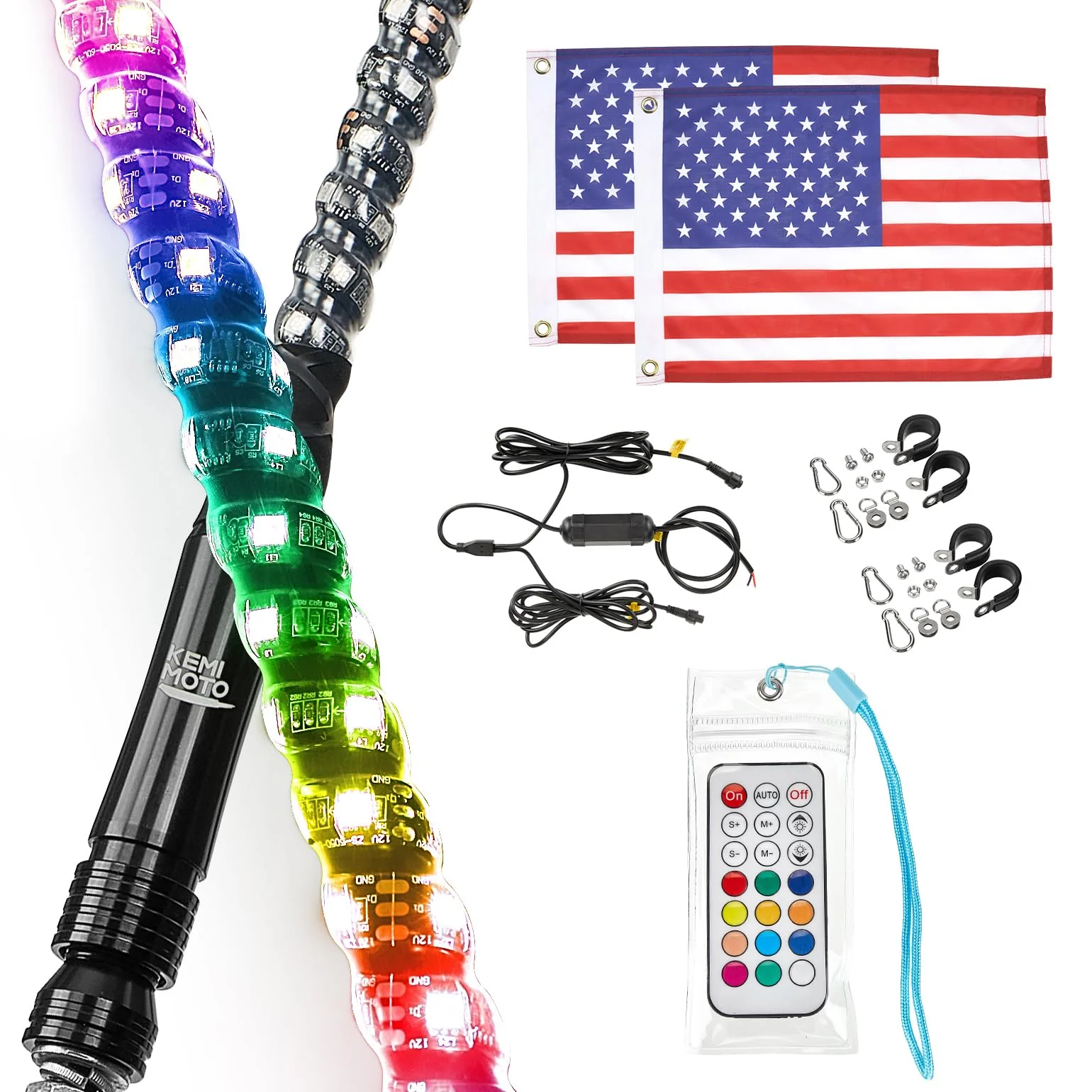 1FT/2FT 2PCS Spiral Whip Light Bluetooth Control - Image 3