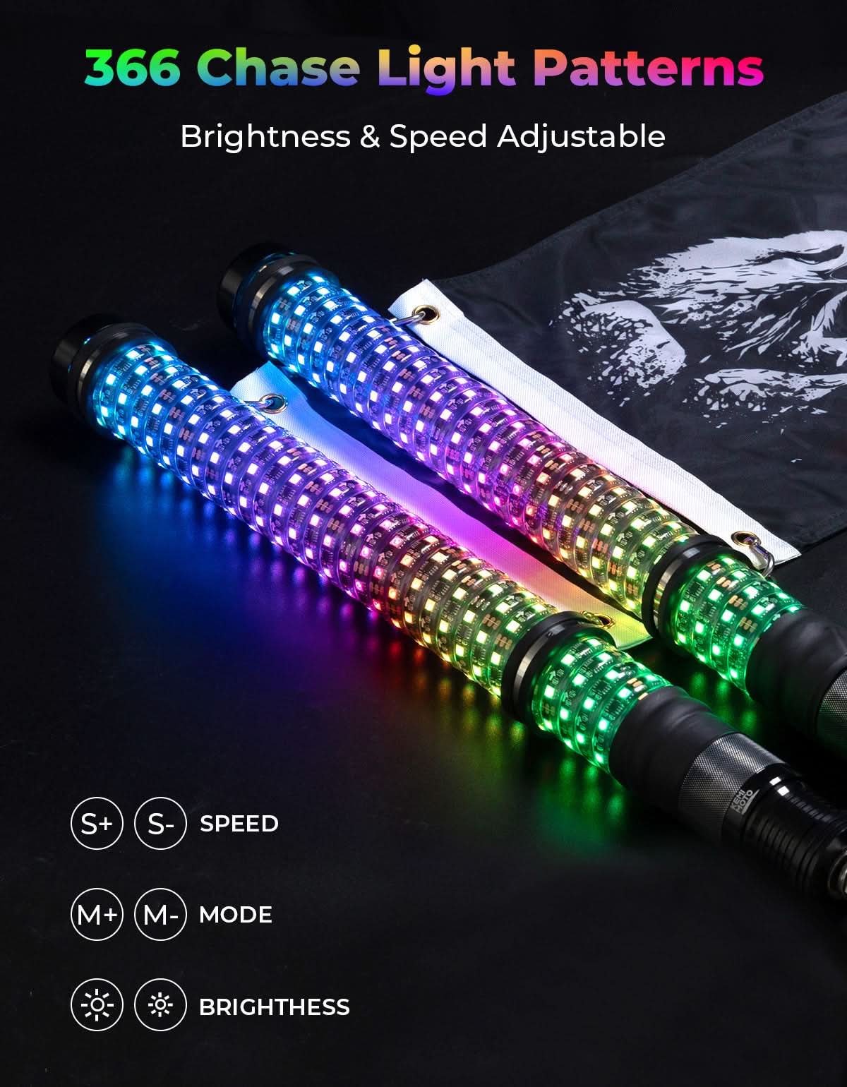2PC 2FT Fat Whip Lights w/Turn Signal Function for UTV ATV Boat - Image 5