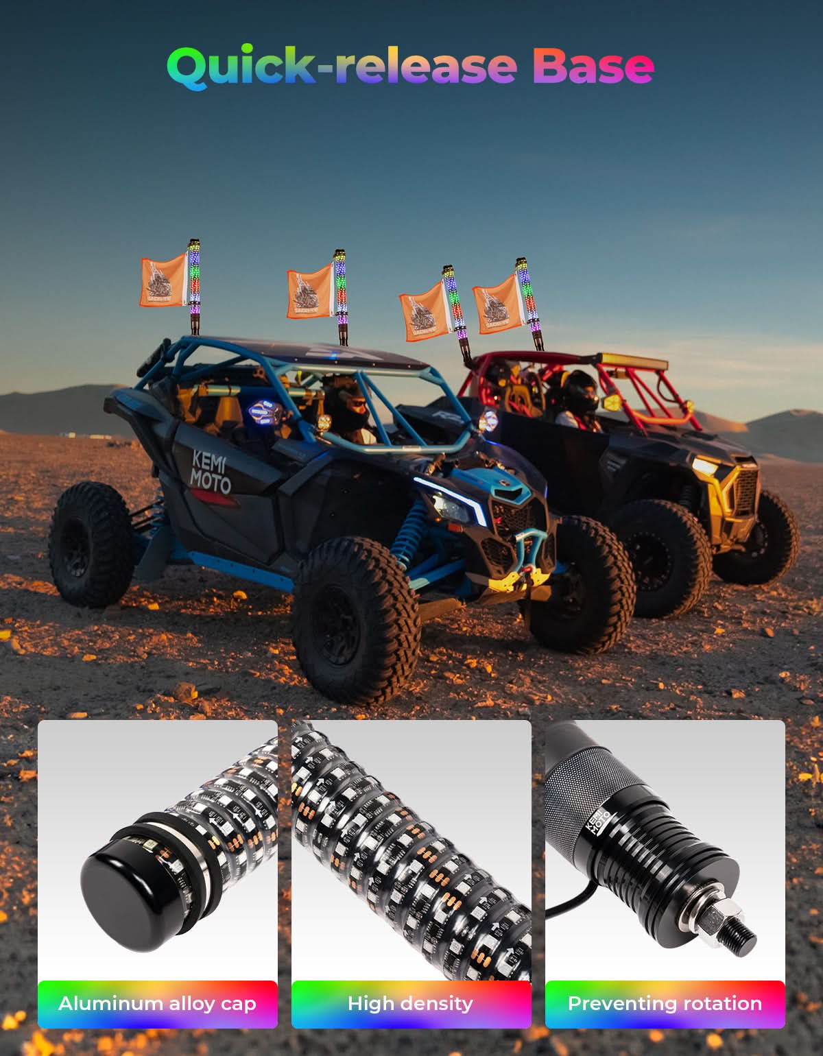 2PC 2FT Fat Whip Lights w/Turn Signal Function for UTV ATV Boat - Image 6