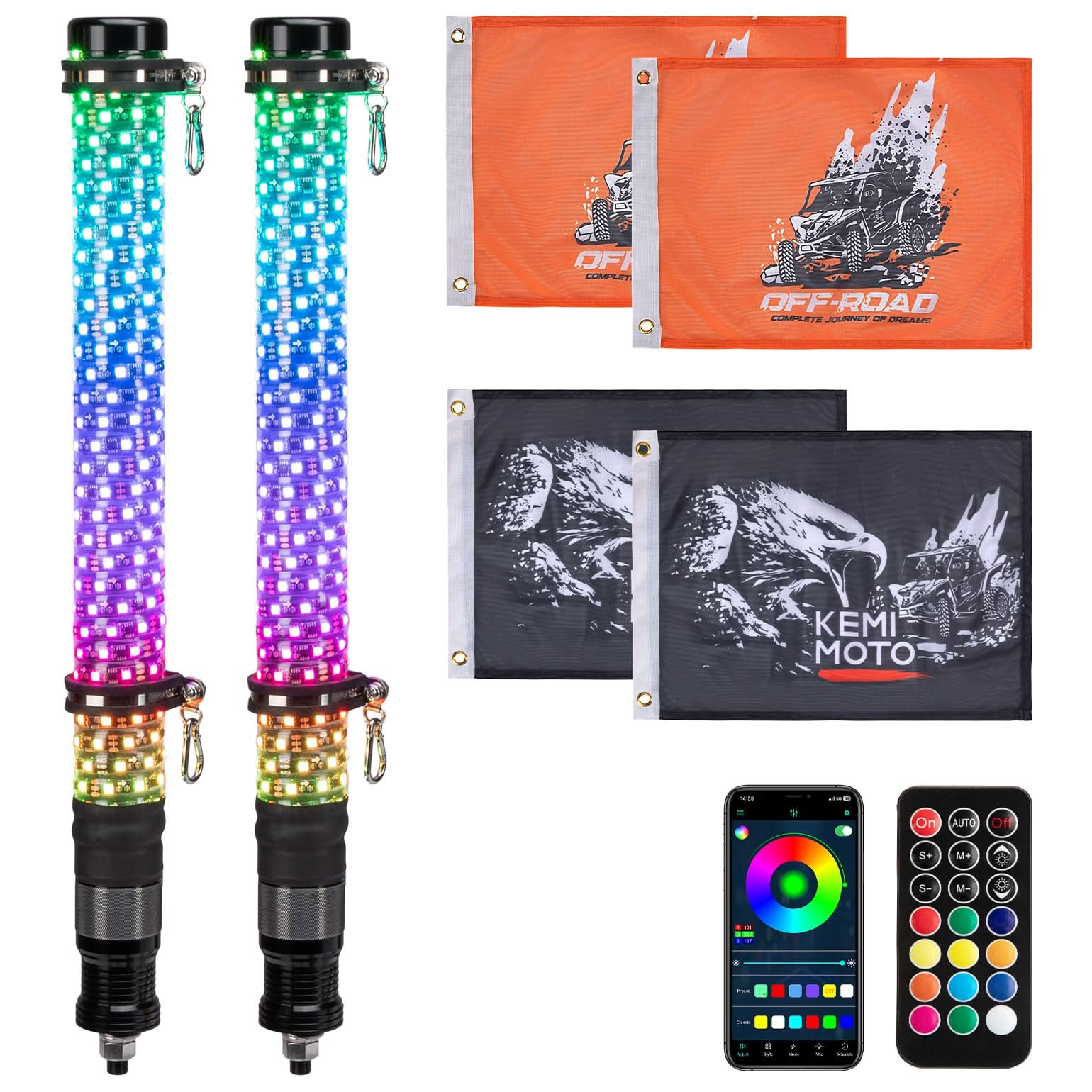 2PC 2FT Fat Whip Lights w/Turn Signal Function for UTV ATV Boat - Image 8