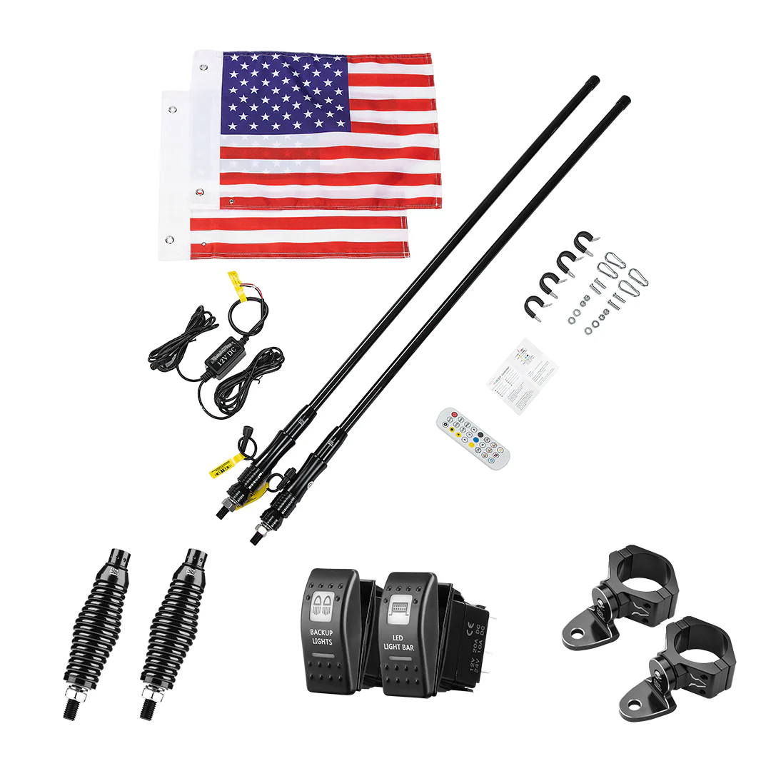 3FT Black Limited LED Whip Light with RF Remote Control 2pcs - Image 11